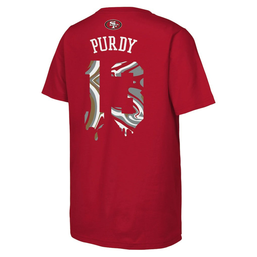 Brock Purdy San Francisco 49ers Outerstuff Youth Mainliner Drip Player Name & Number T-Shirt - Scarlet - NFL