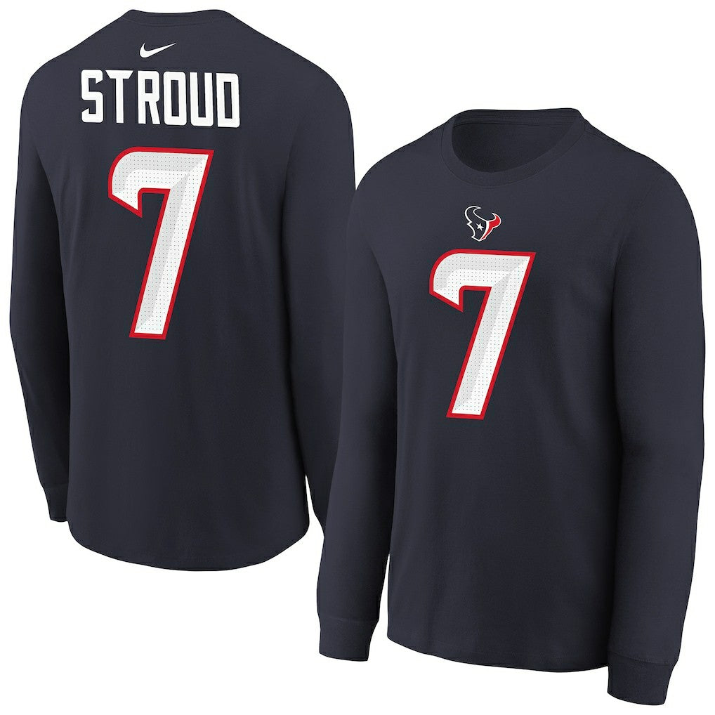 C.J. Stroud Houston Texans Youth Player Name & Number Long Sleeve T-Shirt - Navy - Nike