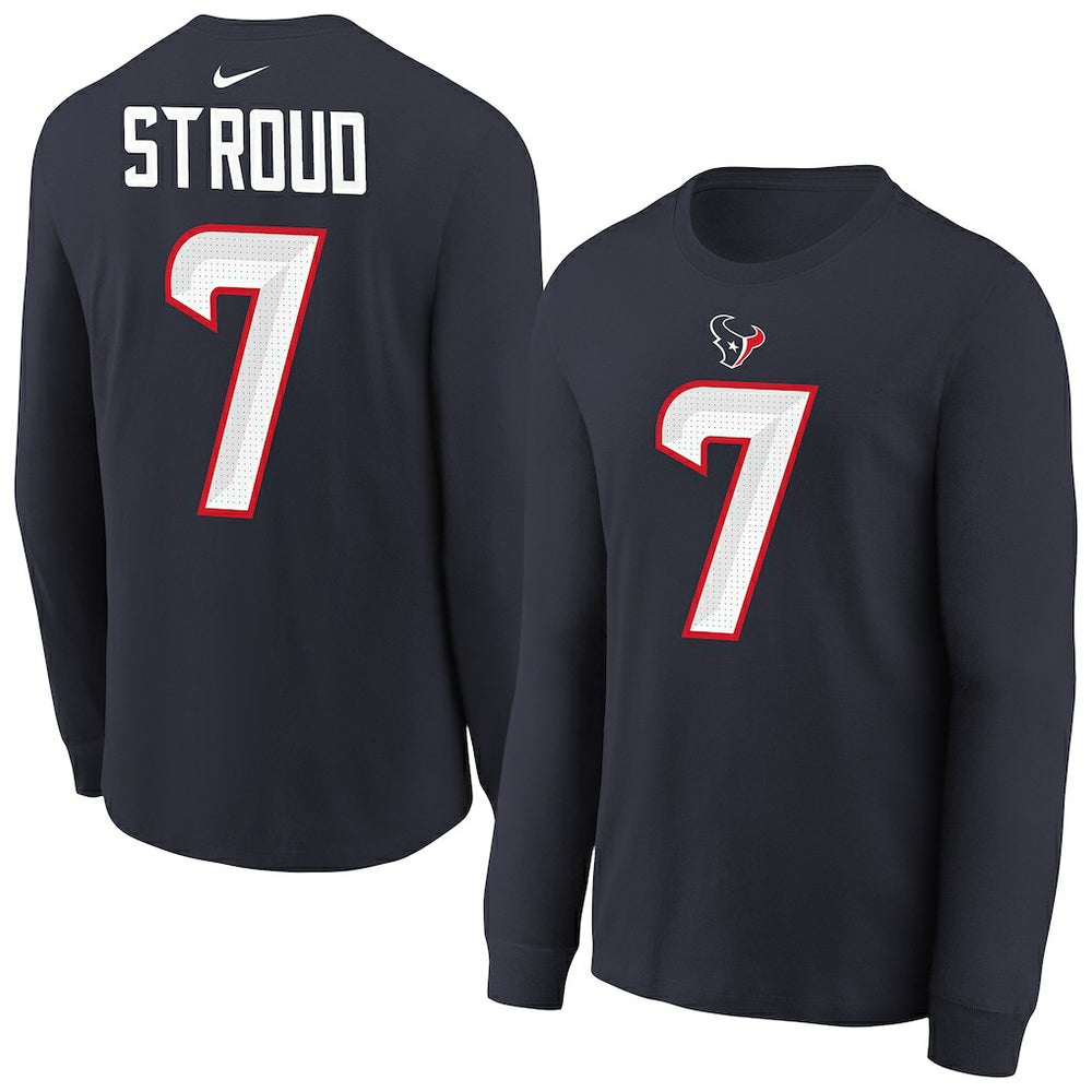 C.J. Stroud Houston Texans Youth Player Name & Number Long Sleeve T-Shirt - Navy - Nike