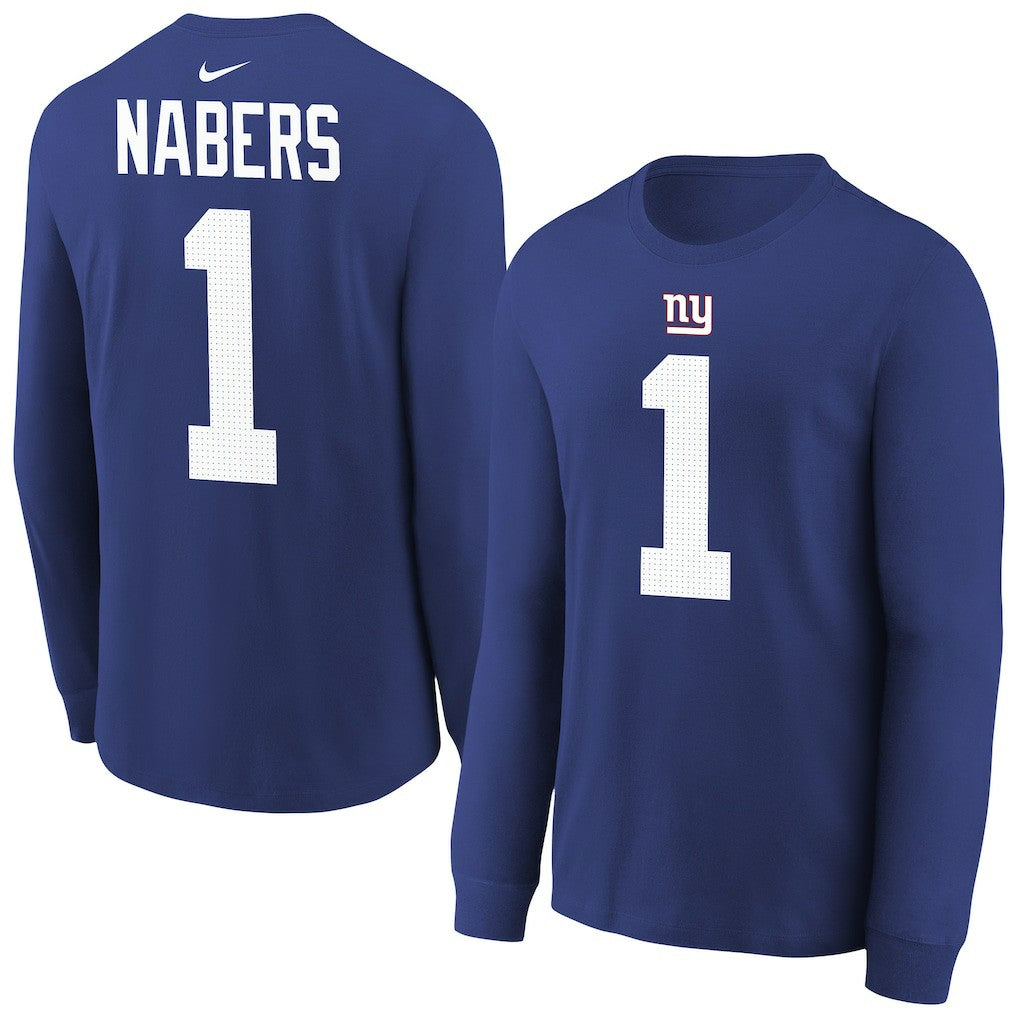 Malik Nabers New York Giants Youth Player Name & Number Long Sleeve T-Shirt - Royal - Nike