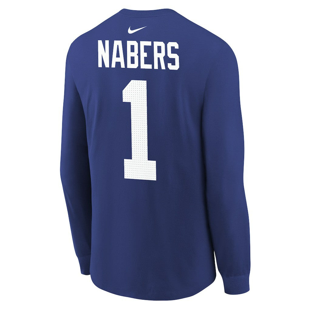 Malik Nabers New York Giants Youth Player Name & Number Long Sleeve T-Shirt - Royal - Nike