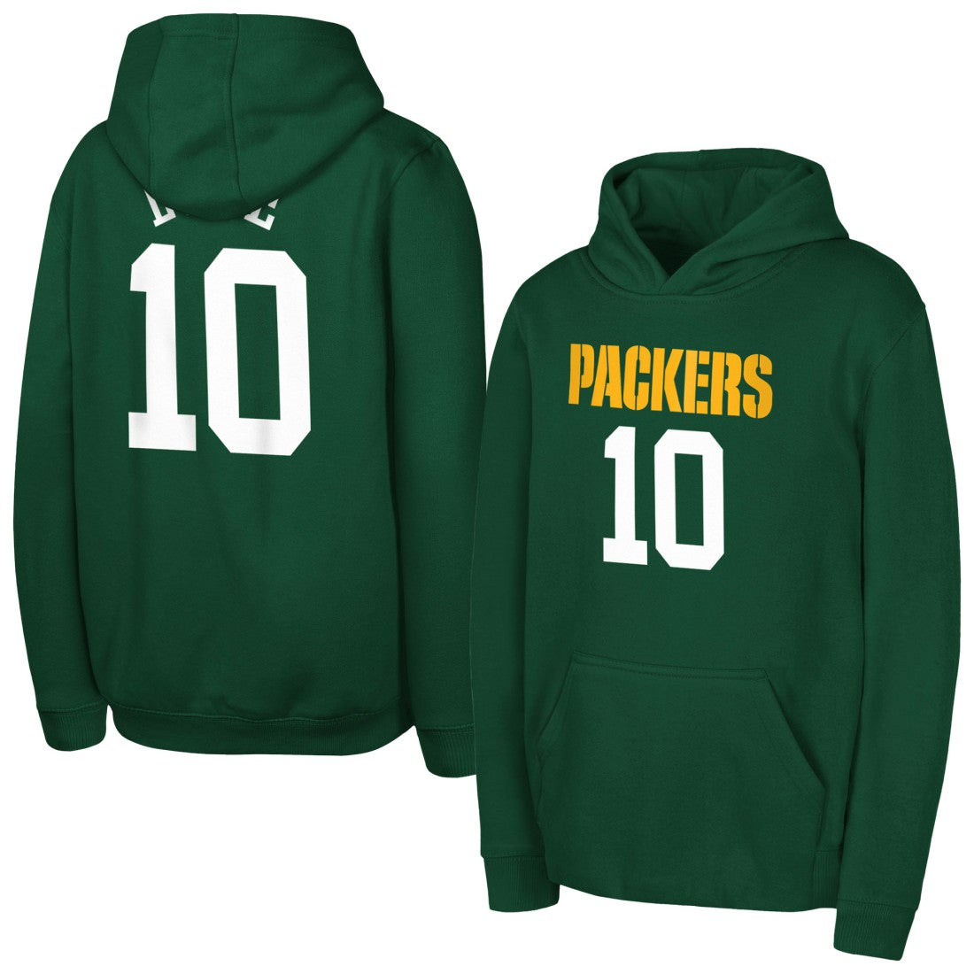 Jordan Love Green Bay Packers Outerstuff Mainliner Player Name & Number Hoodie - Green - NFL