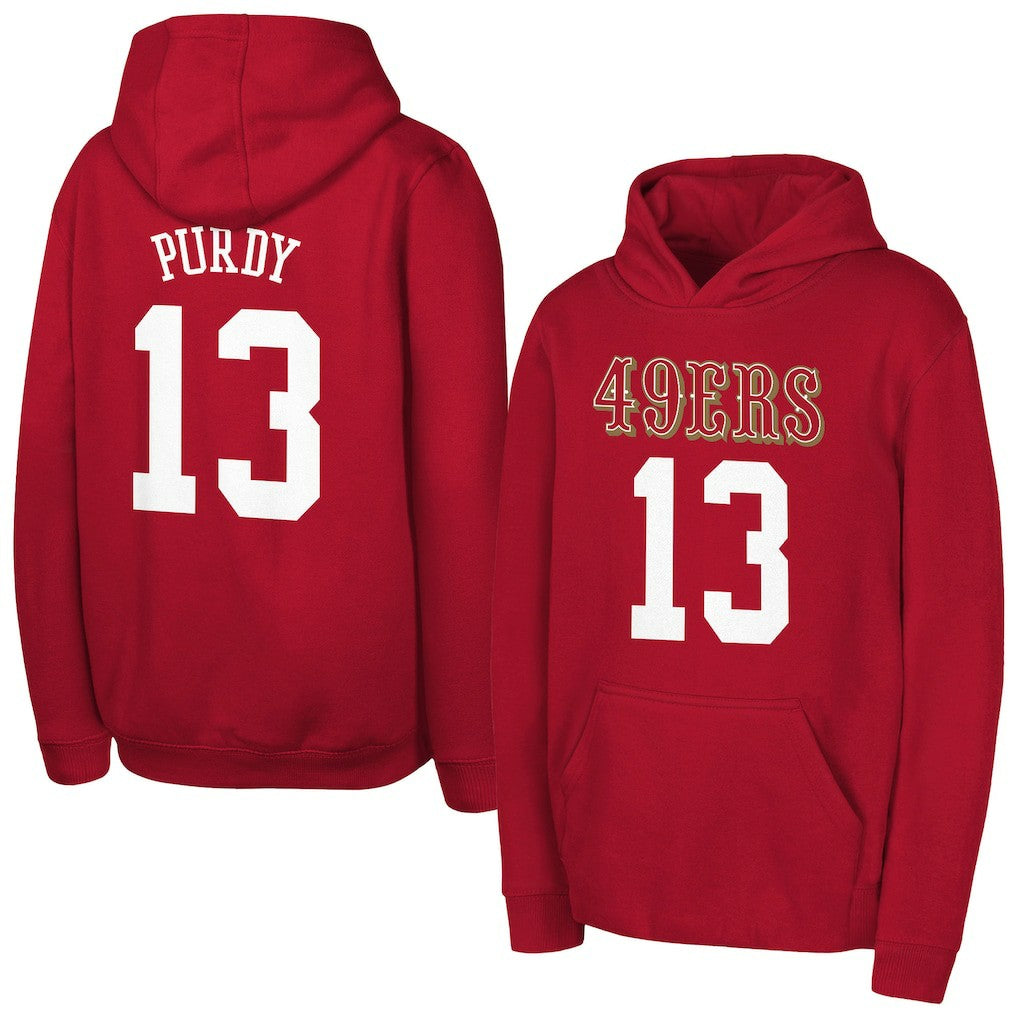 Brock Purdy San Francisco 49ers Outerstuff Mainliner Player Name & Number Hoodie - Scarlet - NFL
