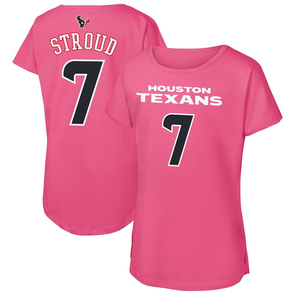 C.J. Stroud Houston Texans Outerstuff Girls Youth Player Name & Number T-Shirt - Pink - NFL