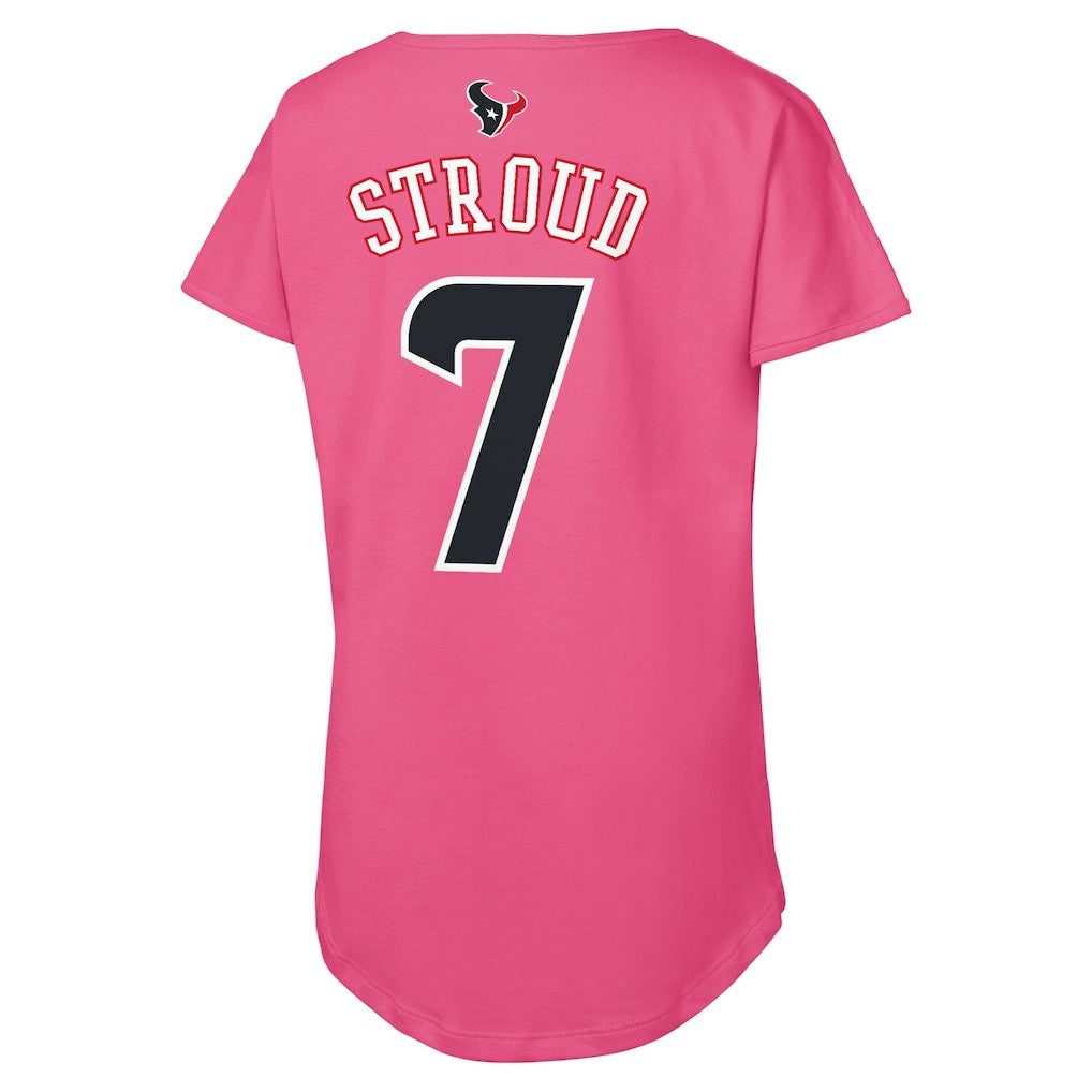 C.J. Stroud Houston Texans Outerstuff Girls Youth Player Name & Number T-Shirt - Pink - NFL