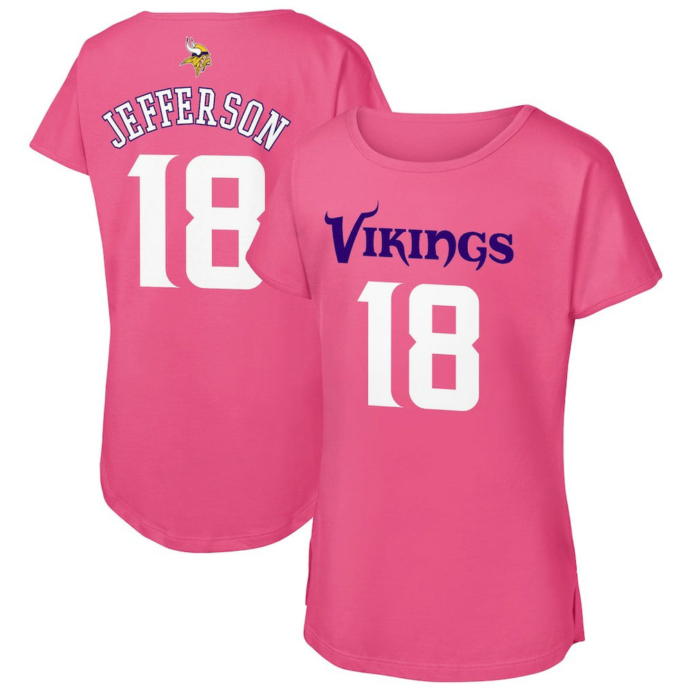 Justin Jefferson Minnesota Vikings Outerstuff Girls Youth Player Name & Number T-Shirt - Pink - NFL
