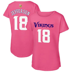 Justin Jefferson Minnesota Vikings Outerstuff Girls Youth Player Name & Number T-Shirt - Pink - NFL