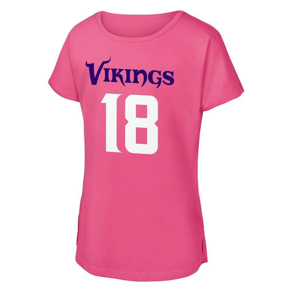 Justin Jefferson Minnesota Vikings Outerstuff Girls Youth Player Name & Number T-Shirt - Pink - NFL