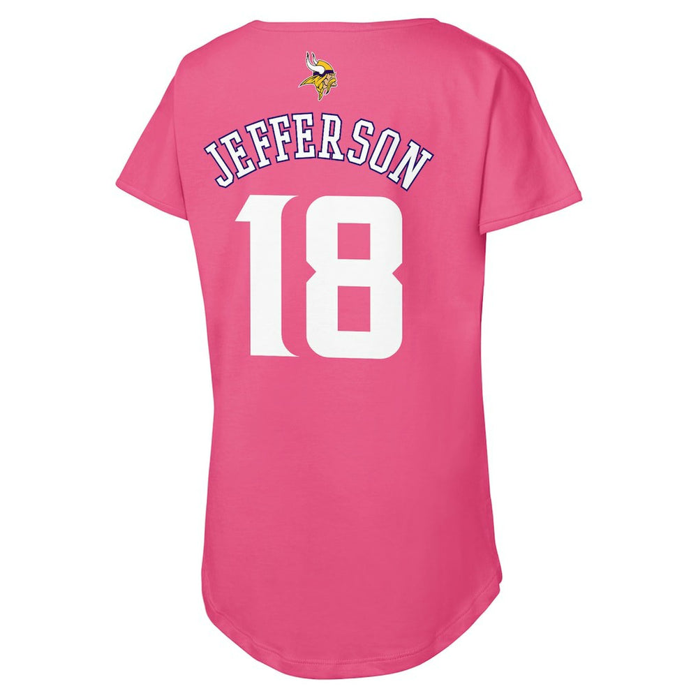 Justin Jefferson Minnesota Vikings Outerstuff Girls Youth Player Name & Number T-Shirt - Pink - NFL
