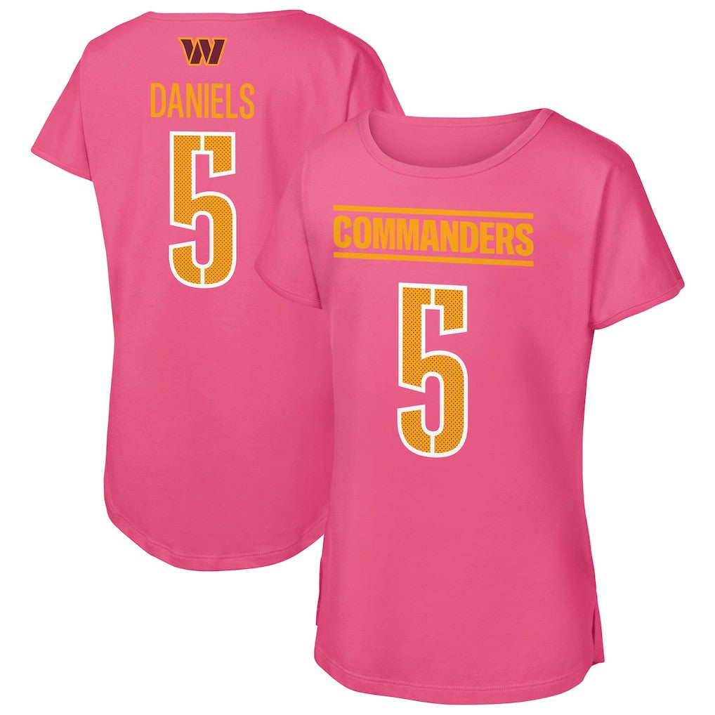 Jayden Daniels Washington Commanders Outerstuff Girls Youth Player Name & Number T-Shirt - Pink - NFL
