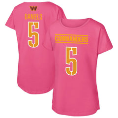 Jayden Daniels Washington Commanders Outerstuff Girls Youth Player Name & Number T-Shirt - Pink - NFL