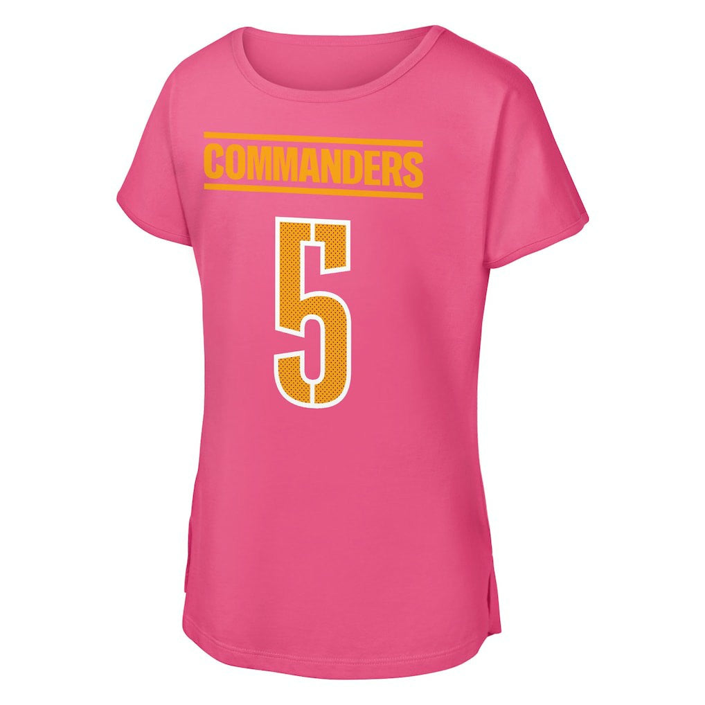 Jayden Daniels Washington Commanders Outerstuff Girls Youth Player Name & Number T-Shirt - Pink - NFL