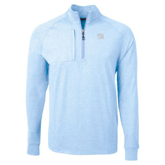New York Giants Cutter & Buck Raglan Adapt Eco Knit Heather Quarter-Zip Top - Powder Blue - NFL
