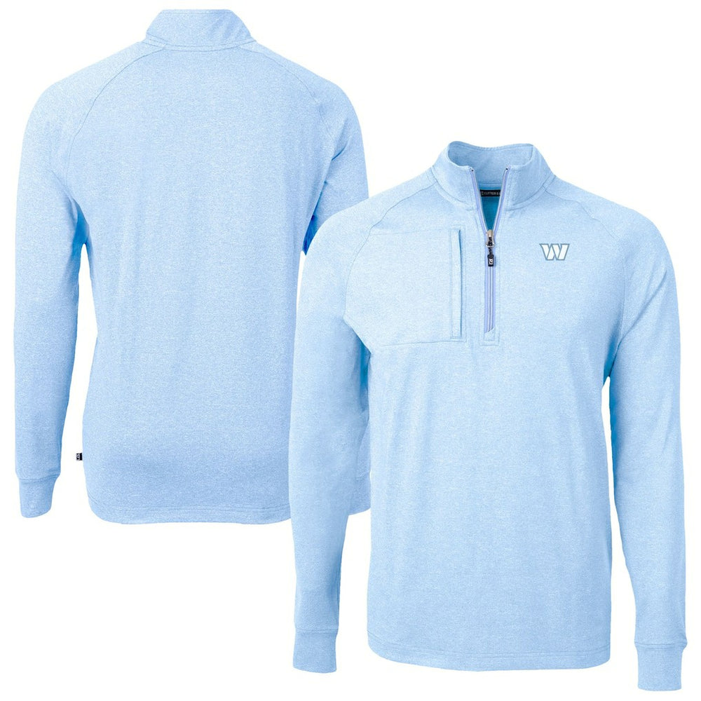 Washington Commanders Cutter & Buck Raglan Adapt Eco Knit Heather Quarter-Zip Top - Powder Blue - NFL