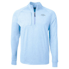Baltimore Ravens Cutter & Buck Raglan Adapt Eco Knit Heather Quarter-Zip Top - Powder Blue - NFL