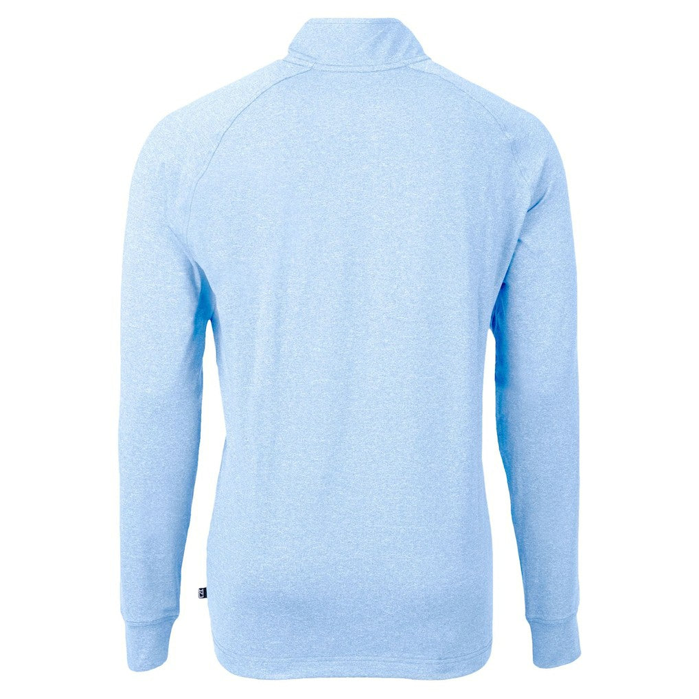 Carolina Panthers Cutter & Buck Raglan Adapt Eco Knit Heather Quarter-Zip Top - Powder Blue - NFL
