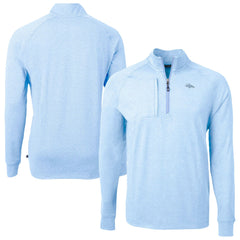 Denver Broncos Cutter & Buck Raglan Adapt Eco Knit Heather Quarter-Zip Top - Powder Blue - NFL