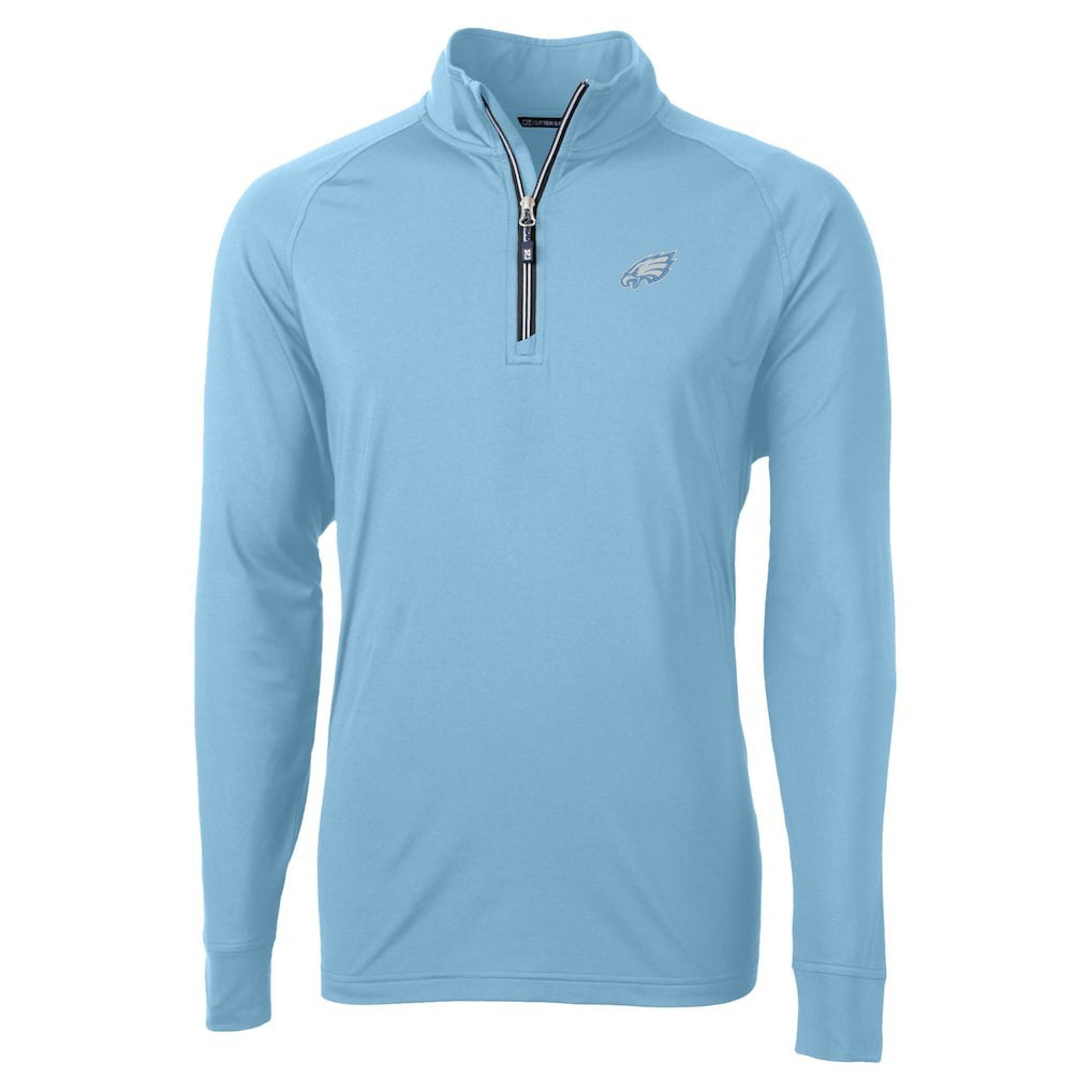 Philadelphia Eagles Cutter & Buck Raglan Adapt Eco Knit Stretch Recycled Quarter-Zip Top - Powder Blue - NFL