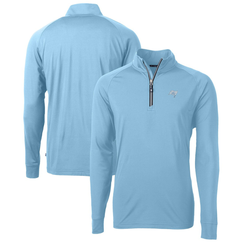 Tampa Bay Buccaneers Cutter & Buck Raglan Adapt Eco Knit Stretch Recycled Quarter-Zip Top - Powder Blue - NFL