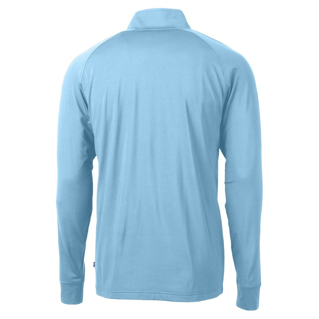 Green Bay Packers Cutter & Buck Raglan Adapt Eco Knit Stretch Recycled Quarter-Zip Top - Powder Blue - NFL