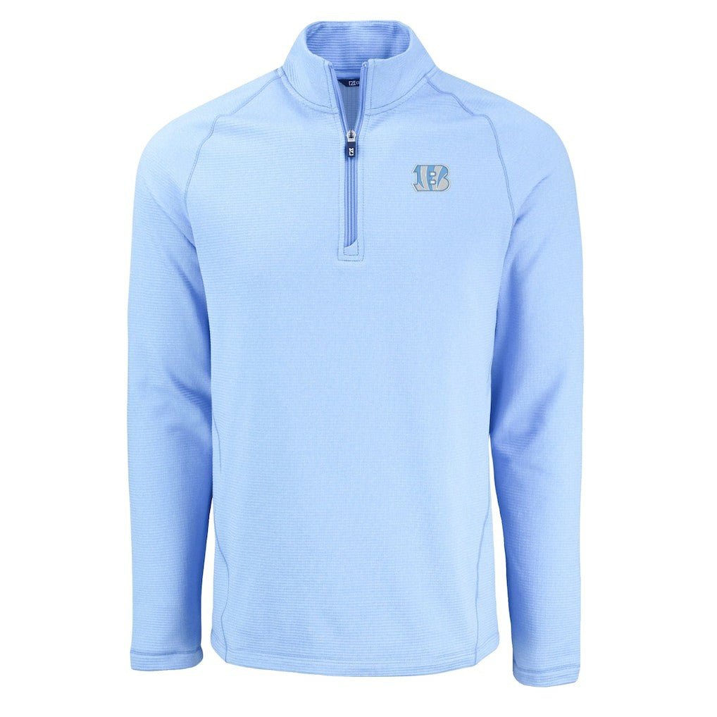 Cincinnati Bengals Cutter & Buck Peshastin Eco Fleece Recycled Raglan Quarter-Zip Top - Powder Blue - NFL