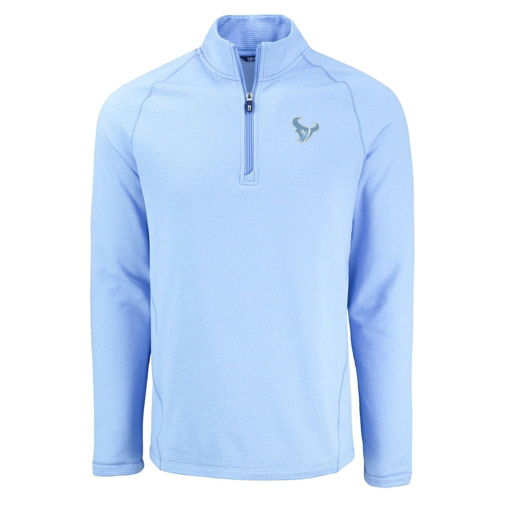 Houston Texans Cutter & Buck Peshastin Eco Fleece Recycled Raglan Quarter-Zip Top - Powder Blue - NFL