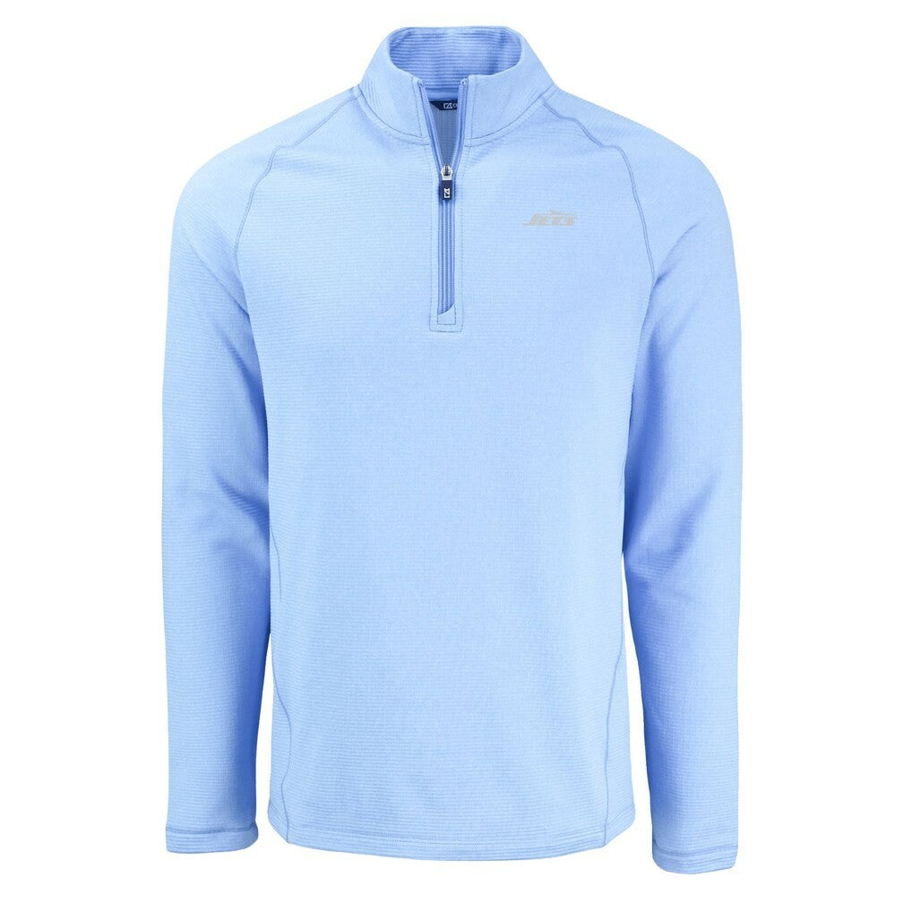 New York Jets Cutter & Buck Peshastin Eco Fleece Recycled Raglan Quarter-Zip Top - Powder Blue - NFL