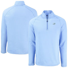 Miami Dolphins Cutter & Buck Peshastin Eco Fleece Recycled Raglan Quarter-Zip Top - Powder Blue - NFL
