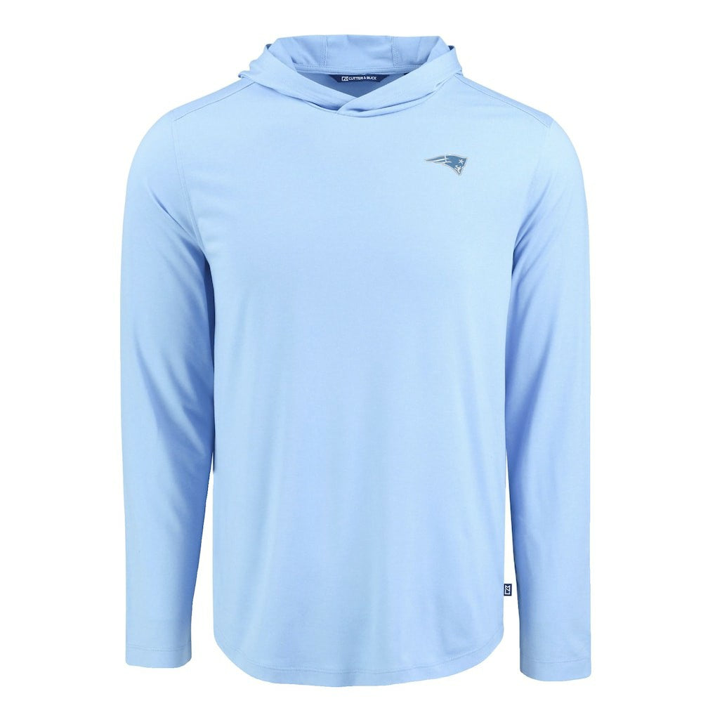 New England Patriots Men's Cutter & Buck Coastline Epic Comfort Eco Recycled Men's Hooded Shirt - Powder Blue - NFL