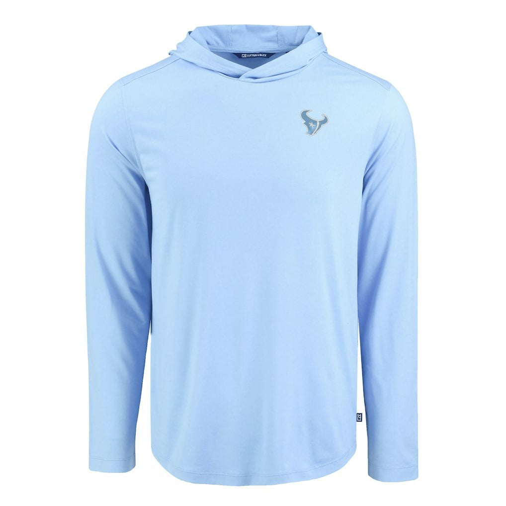 Houston Texans Men's Cutter & Buck Coastline Epic Comfort Eco Recycled Men's Hooded Shirt - Powder Blue - NFL