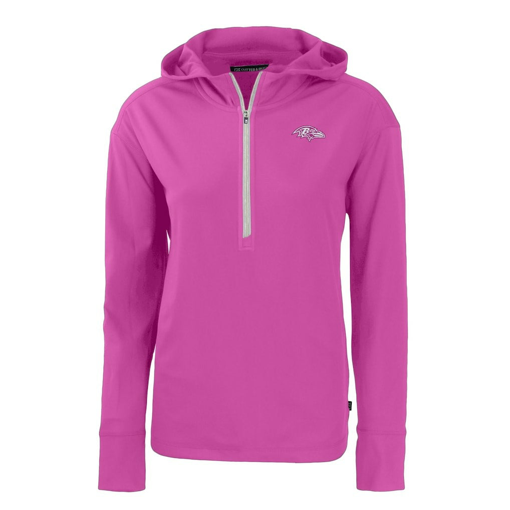 Baltimore Ravens Cutter & Buck Women's Daybreak Eco Recycled Half-Zip Hoodie - Pink - NFL