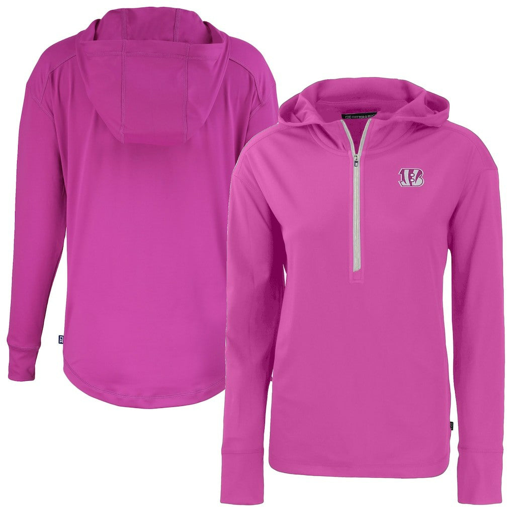 Cincinnati Bengals Cutter & Buck Women's Daybreak Eco Recycled Half-Zip Hoodie - Pink - NFL