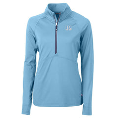 Cincinnati Bengals Cutter & Buck Women's Adapt Eco Knit Stretch Recycled Half-Zip Top - Powder Blue - NFL