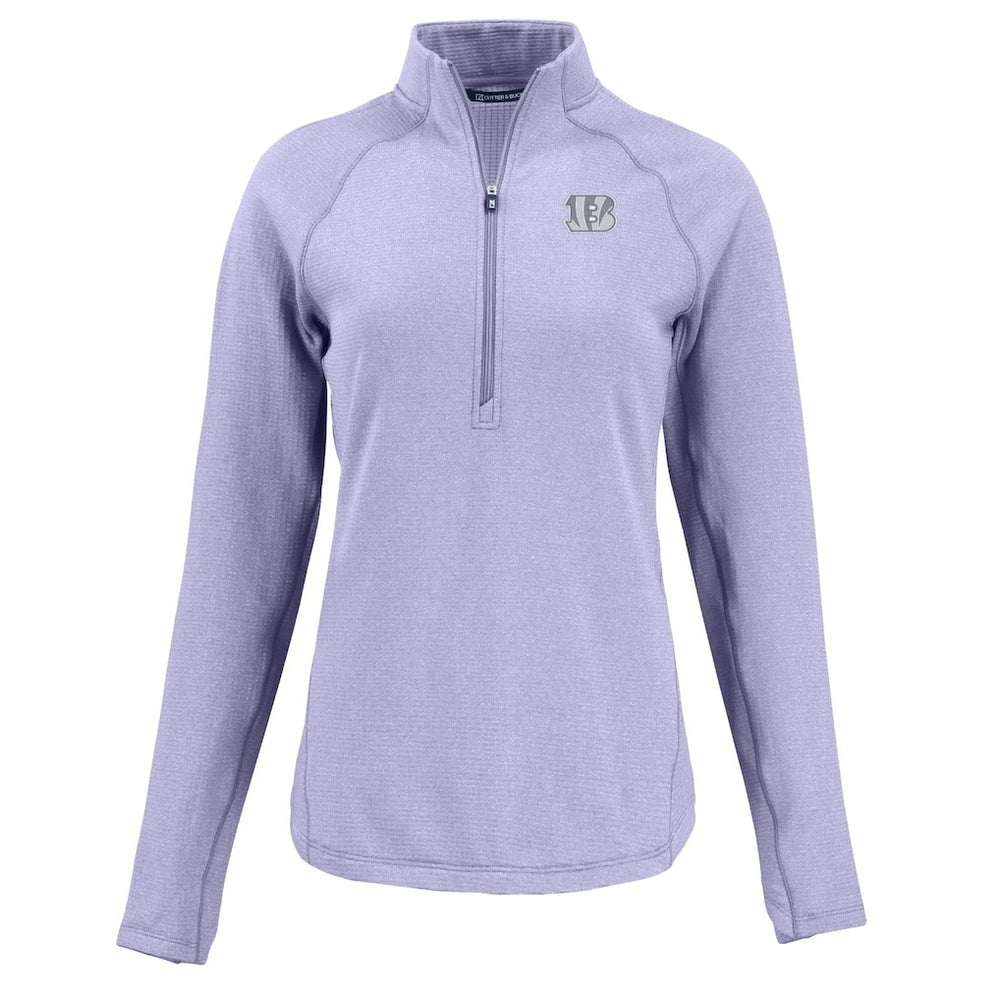 Cincinnati Bengals Cutter & Buck Women's Peshastin Eco Fleece Recycled Half-Zip Top - Purple - NFL