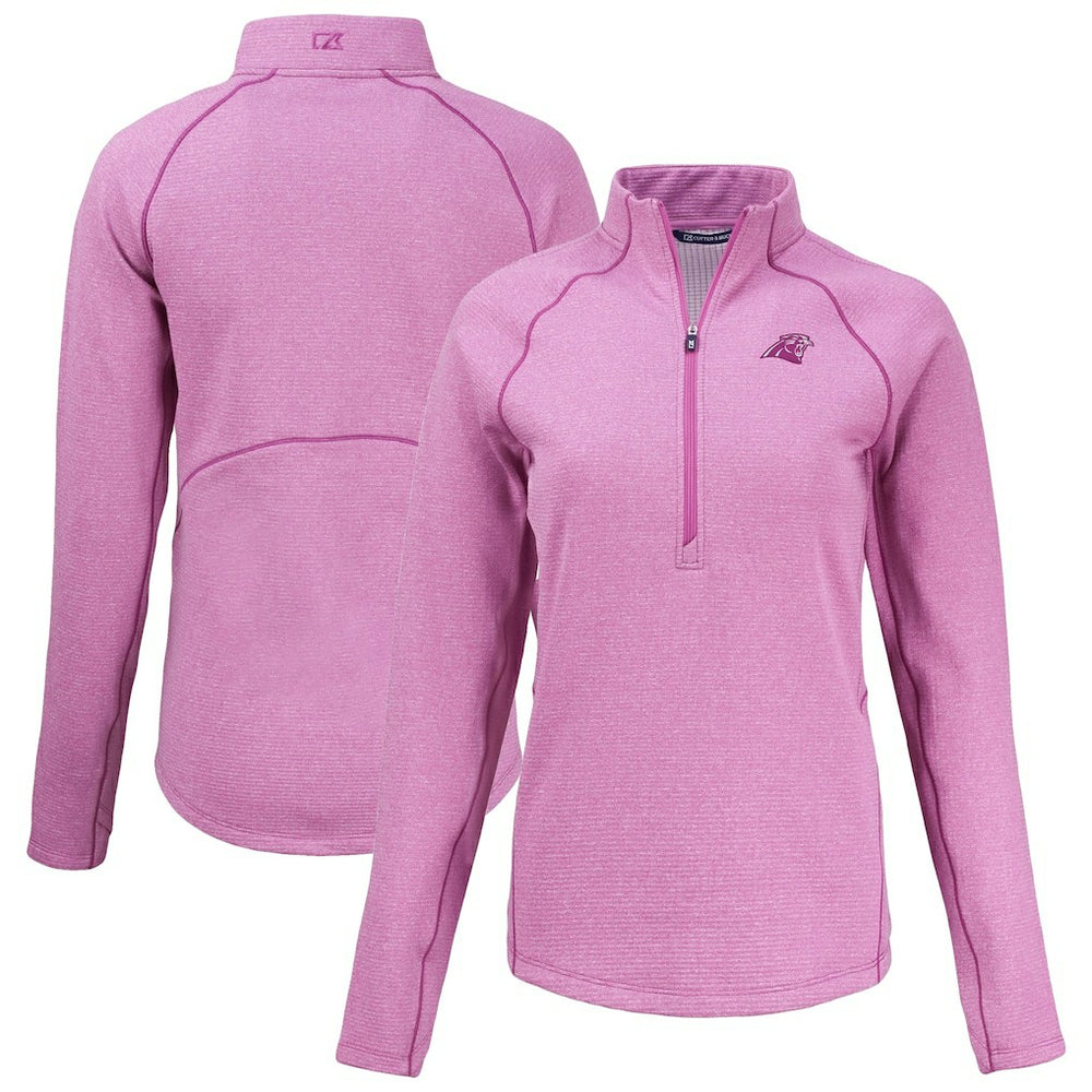 Carolina Panthers Cutter & Buck Women's Peshastin Eco Fleece Recycled Half-Zip Top - Pink - NFL