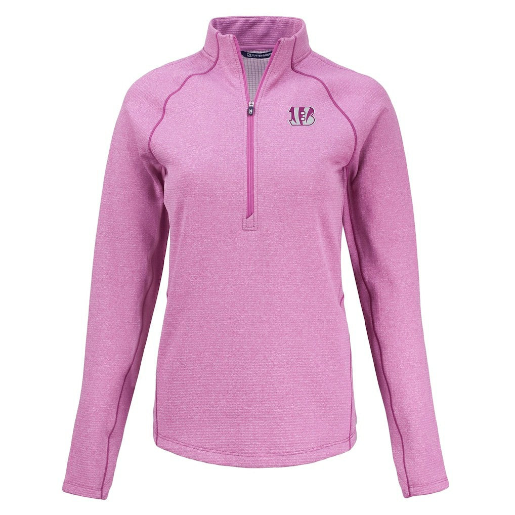 Cincinnati Bengals Cutter & Buck Women's Peshastin Eco Fleece Recycled Half-Zip Top - Pink - NFL