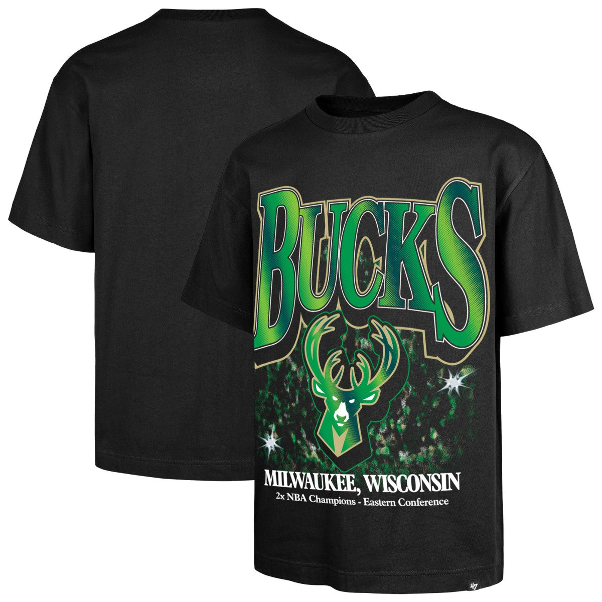 47 brand Milwaukee Bucks '47 Past Champs Collection Flashbulb Foundation T-Shirt Black