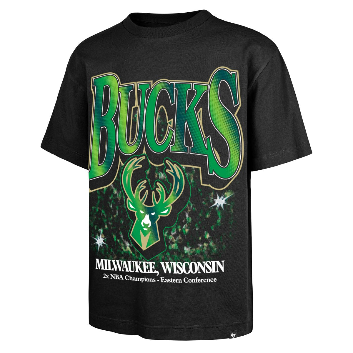 47 brand Milwaukee Bucks '47 Past Champs Collection Flashbulb Foundation T-Shirt Black