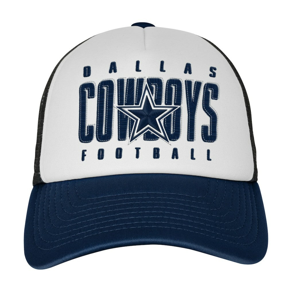 Dallas Cowboys Outerstuff Youth Essentials Trucker Adjustable Hat - White - NFL