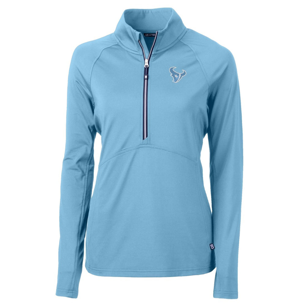 Houston Texans Cutter & Buck Women's Adapt Eco Knit Stretch Recycled Half-Zip Top - Powder Blue - NFL
