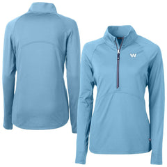 Washington Commanders Cutter & Buck Women's Adapt Eco Knit Stretch Recycled Half-Zip Top - Powder Blue - NFL