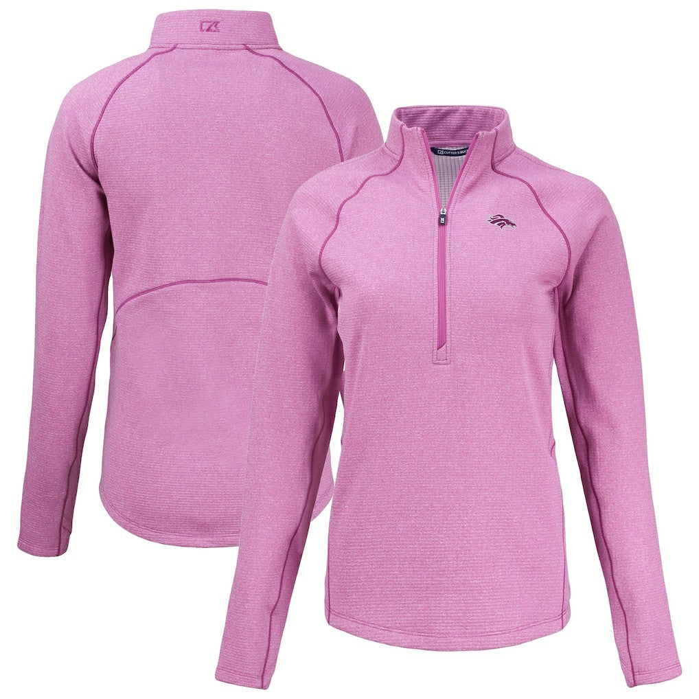 Denver Broncos Cutter & Buck Women's Peshastin Eco Fleece Recycled Half-Zip Top - Pink - NFL