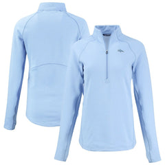 Denver Broncos Cutter & Buck Women's Peshastin Eco Fleece Recycled Half-Zip Top - Powder Blue - NFL