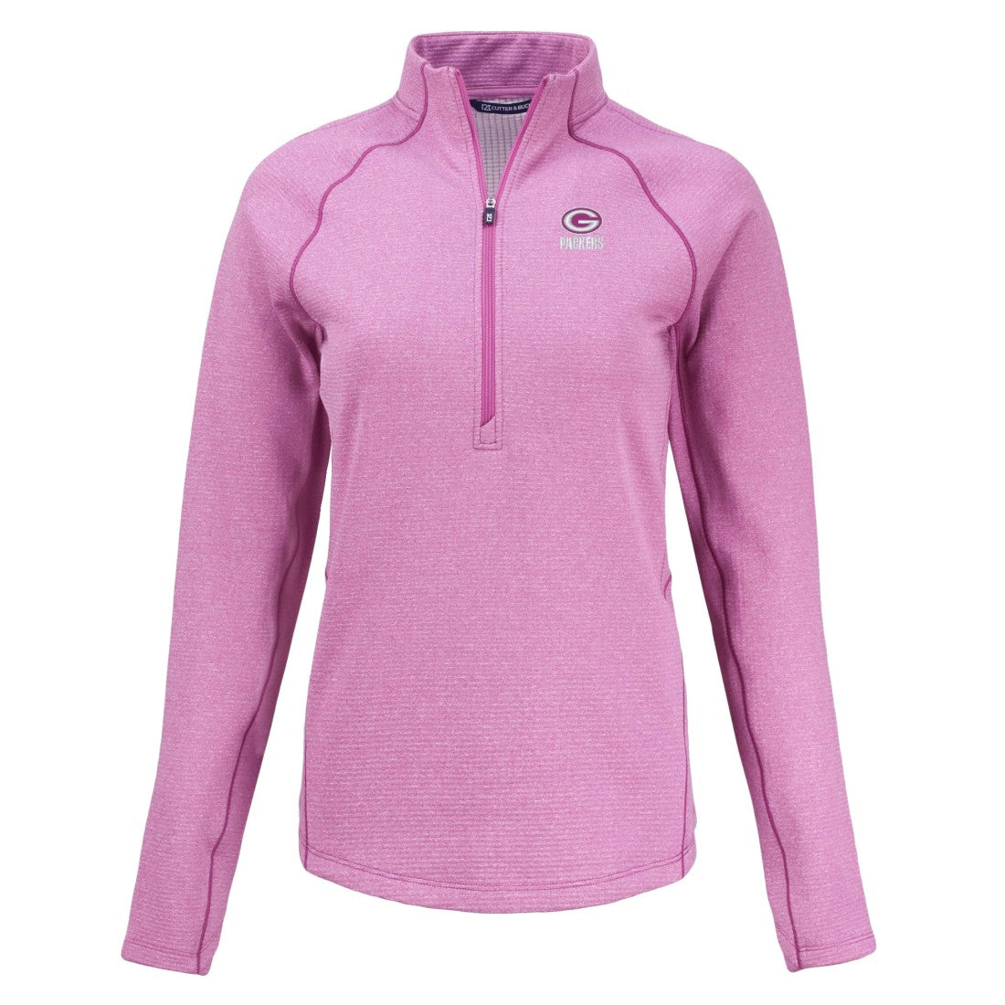 Green Bay Packers Cutter & Buck Women's Peshastin Eco Fleece Recycled Half-Zip Top - Pink - NFL