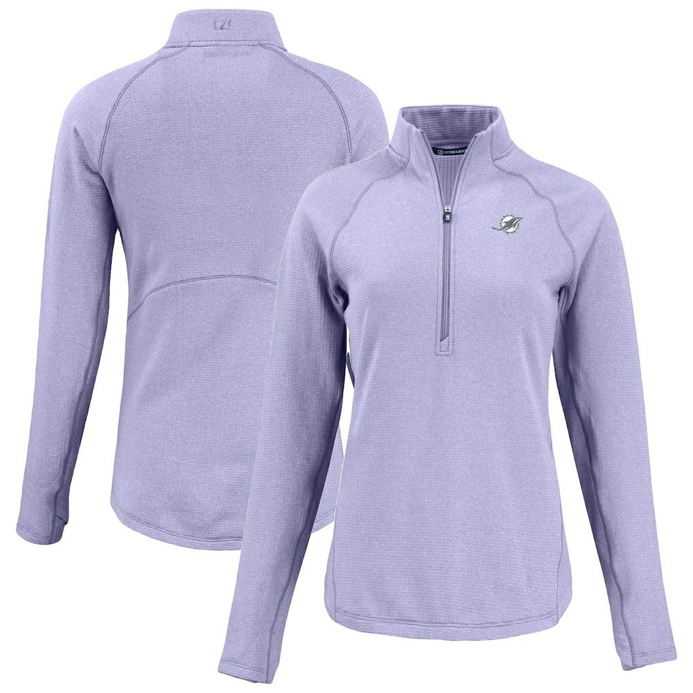 Miami Dolphins Cutter & Buck Women's Peshastin Eco Fleece Recycled Half-Zip Top - Purple - NFL