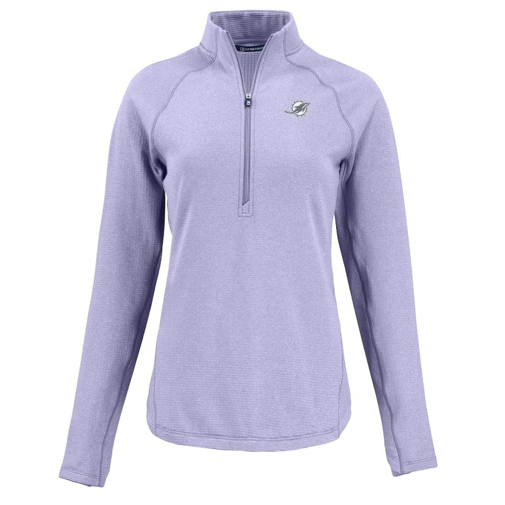 Miami Dolphins Cutter & Buck Women's Peshastin Eco Fleece Recycled Half-Zip Top - Purple - NFL
