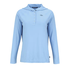 Denver Broncos Cutter & Buck Women's Coastline Epic Comfort Eco Recycled Long Sleeve Hoodie T-Shirt - Powder Blue - NFL