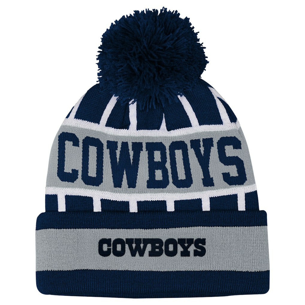 Dallas Cowboys Outerstuff Youth Go Fast Cuffed Knit Hat with Pom - Navy - NFL