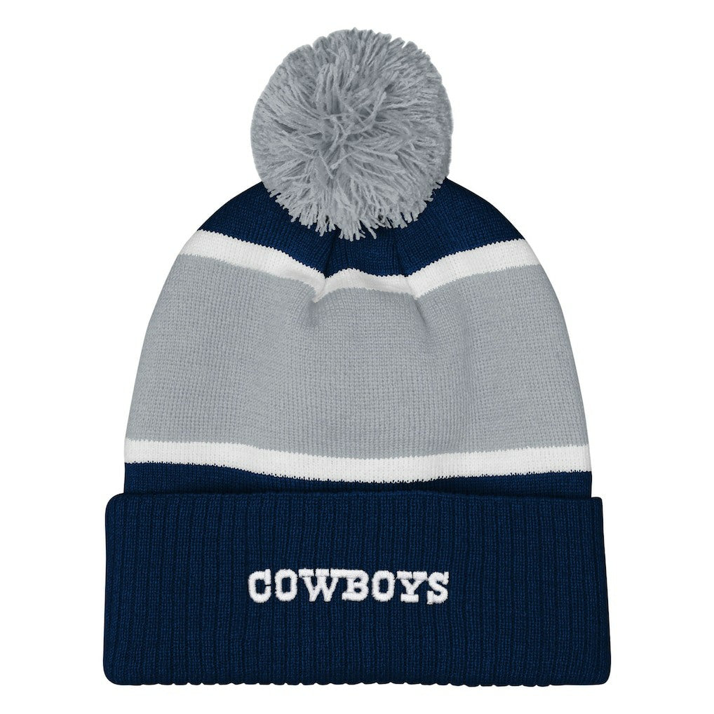Dallas Cowboys Outerstuff Girls Youth Let's Play Cuffed Knit Hat with Pom - Navy - NFL