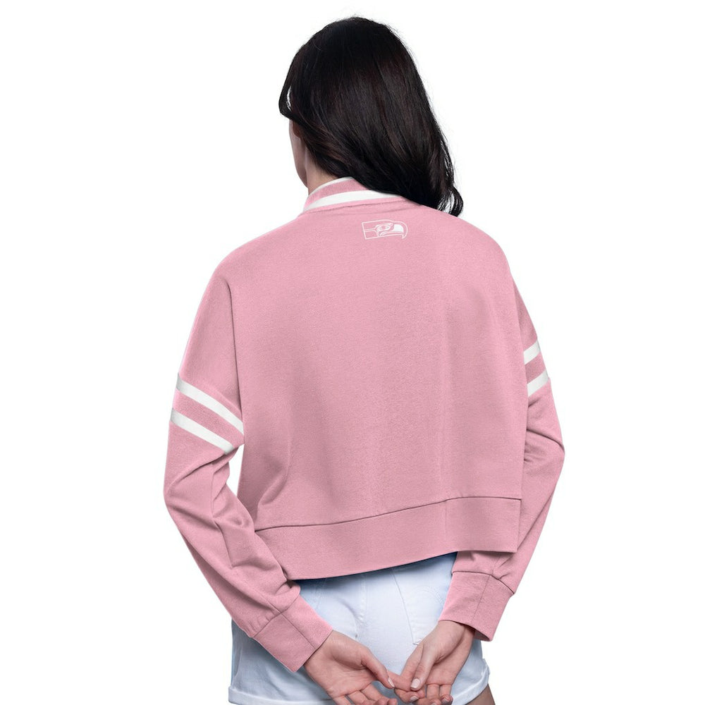 Seattle Seahawks Starter Women's Power Play Cropped Pullover Sweatshirt - Pink - NFL